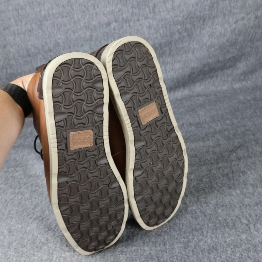 TOMS Boots Mens Size 10.5 Brown Leather Chukka Ankle Lace Up Plaid Lined